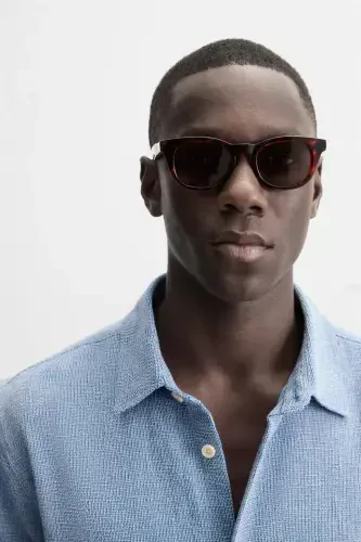 REGULAR FIT DOKULU KO'YLAK-Ko'k/Oq - 6