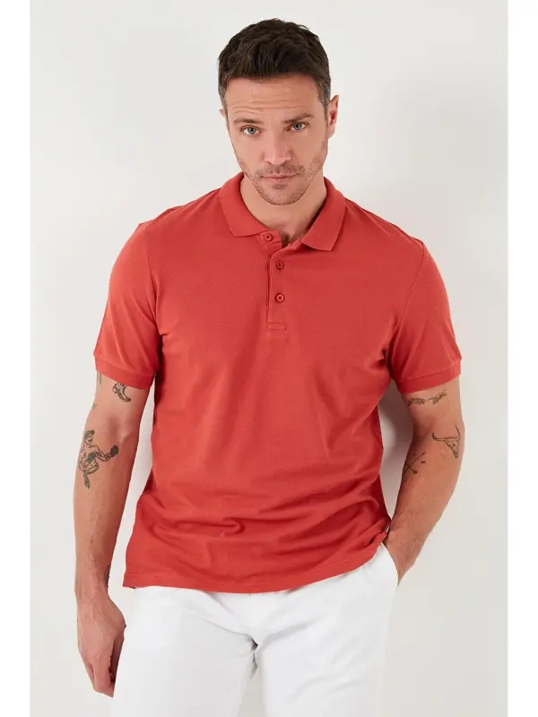 Regular Fit Düğmeli Polo Yaka Erkek Tişört 5902127-Kahverengi - 4