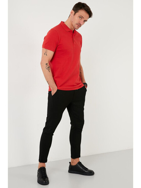 Kırmızı Regular Fit Düğmeli Polo Yaka Polo Erkek %100 Pamuk Tişört 5902127-Kırmızı - 11