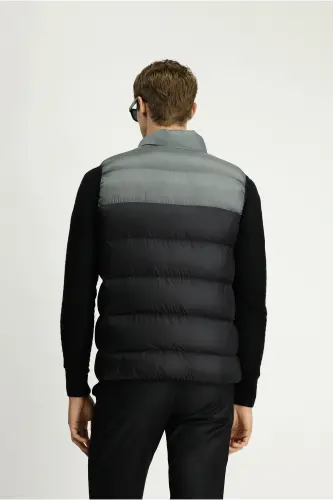 Regular Fit Düz Kapüşonlu Torba Çantalı Yelek-ORTA GRİ - 5