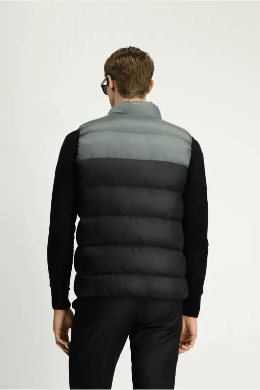 Regular Fit Düz Kapüşonlu Torba Çantalı Yelek-ORTA GRİ - 5