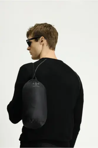 Regular Fit Düz Kapüşonlu Torba Çantalı Yelek-ORTA GRİ - 6