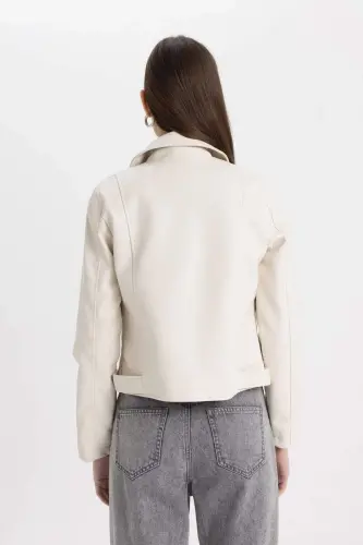 Regular Fit Faux Leather Jacket A0906ax23au - Beige-BG414 - 6