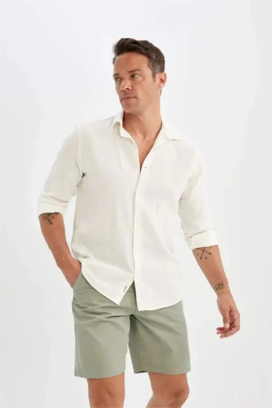 Regular Fit Gabardin Bermuda Short-Yashil - 2