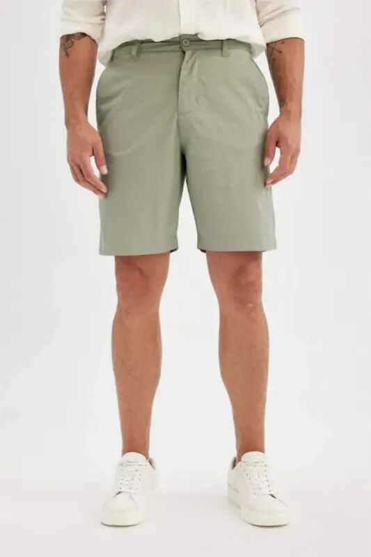 Regular Fit Gabardin Bermuda Short-Yashil - 4