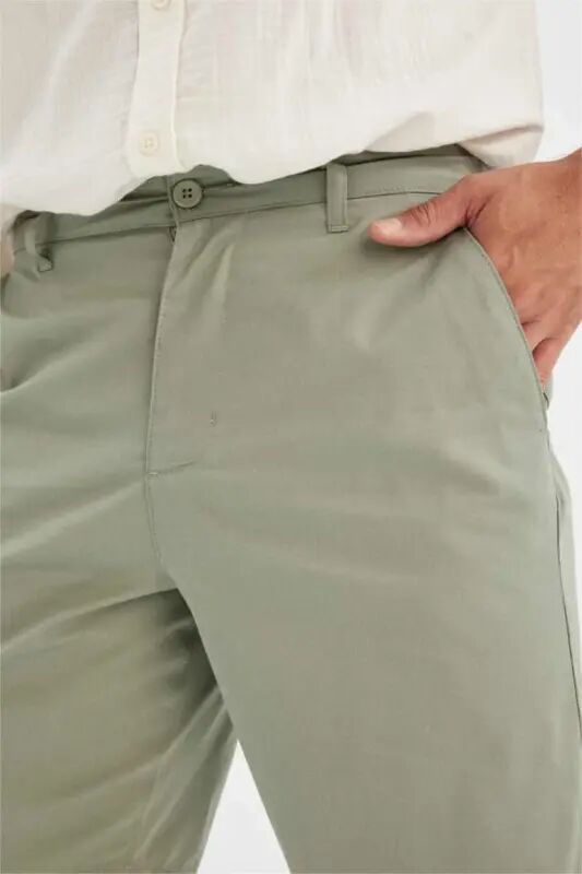 Regular Fit Gabardin Bermuda Short-Yashil - 5