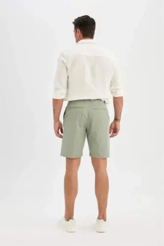 Regular Fit Gabardin Bermuda Short-Yashil - 6
