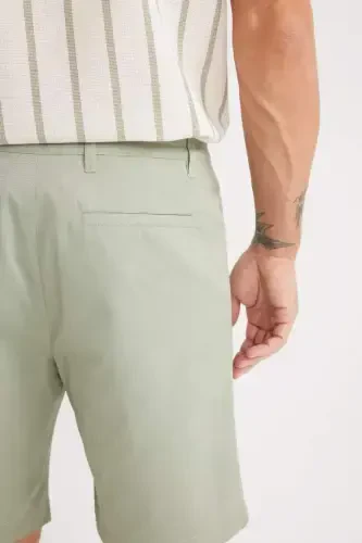 Regular Fit Gabardin Bermuda Short-Yashil - 8