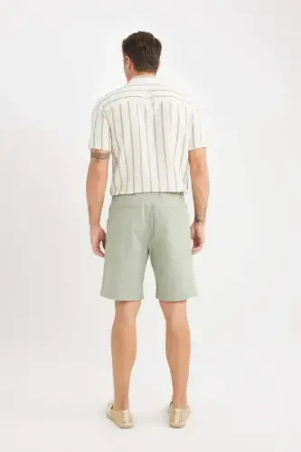 Regular Fit Gabardin Bermuda Short-Yashil - 9