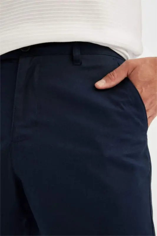 Regular Fit Gabardin Bermudasi ko'k rangli - 5