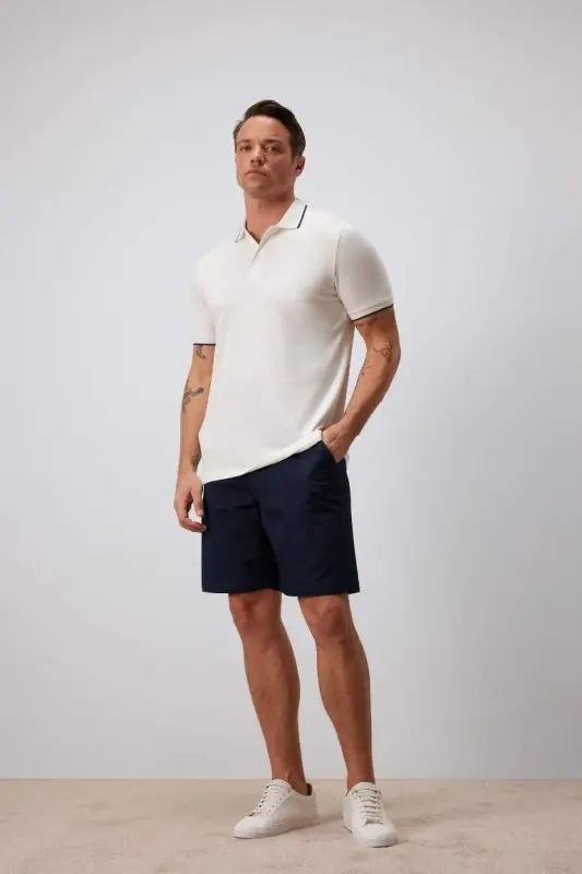 Regular Fit Gabardin Bermudasi ko'k rangli - DEFACTO