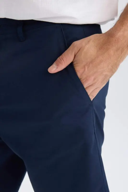 Regular Fit Gabardin Bermudasi ko'k rangli - 7