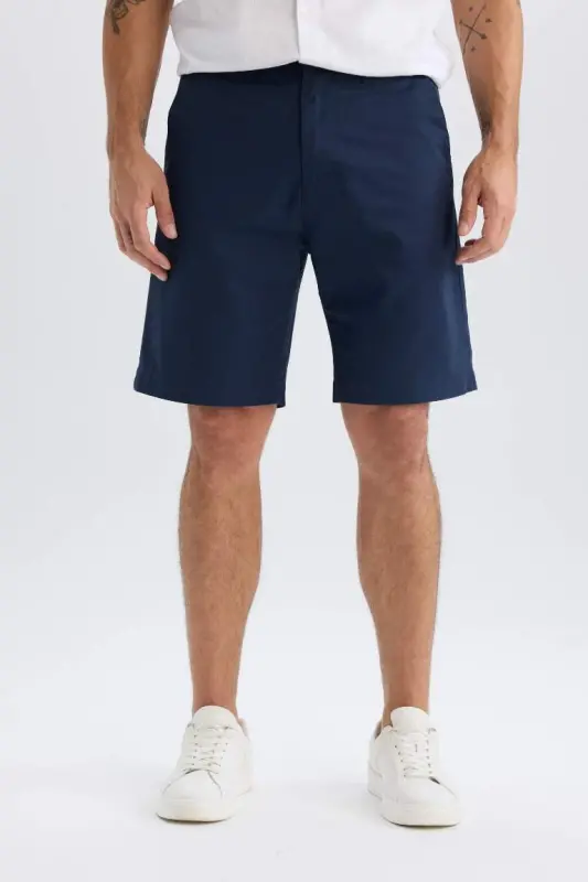 Regular Fit Gabardine Bermuda Shorts Navy - 6