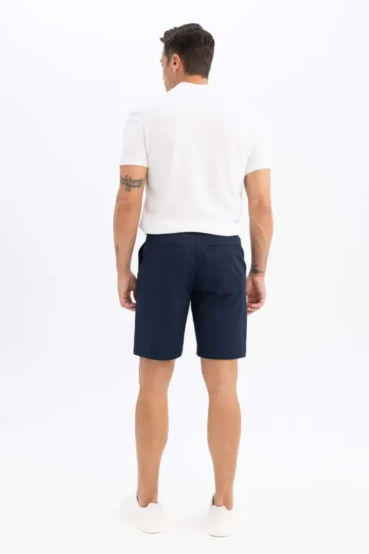 Regular Fit Gabardine Bermuda Shorts Navy - 6