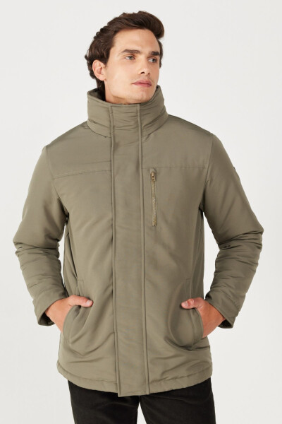 Regular Fit Green Hooded Parka - 1