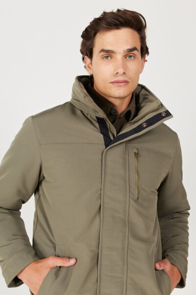 Regular Fit Green Hooded Parka - 2