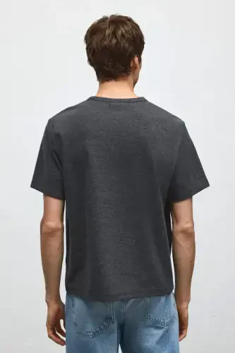 Regular Fit Honeycomb Textured T-Shirt-Dark gray - 5