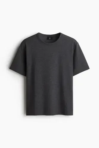 Regular Fit Honeycomb Textured T-Shirt-Dark gray - 6