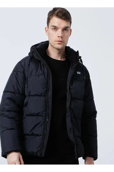 Regular Fit Hooded Black Puffer Jacket - LEE