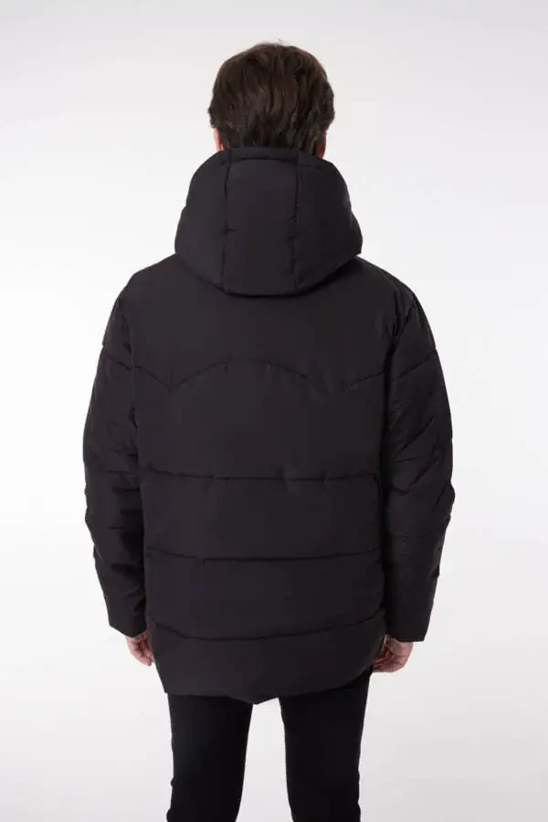 Regular Fit Hooded Black Puffer Jacket - 7