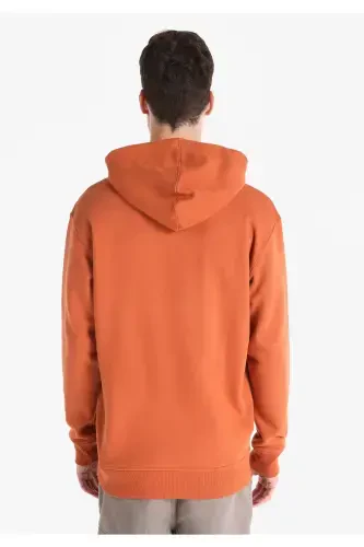 Regular Fit Hooded Orange Men's Sweatshirt - COLIN’S (1)