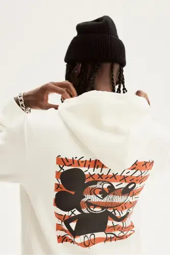 Regular Fit Hoodie-White/Mickey Mouse - 4