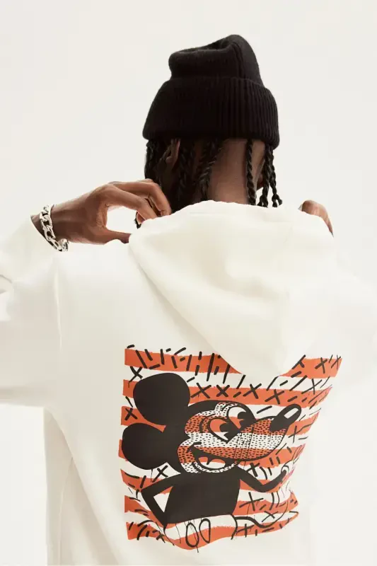 Regular Fit Hoodie-White/Mickey Mouse - 4