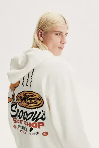 Regular Fit Hoodie-White/Snoopy - 4