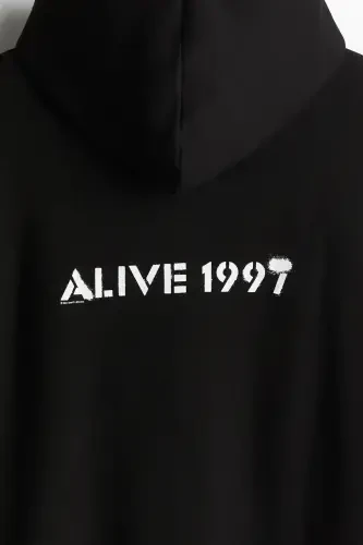 Regular Fit Kapüşonli Ust-Qora/Daft Punk - 6