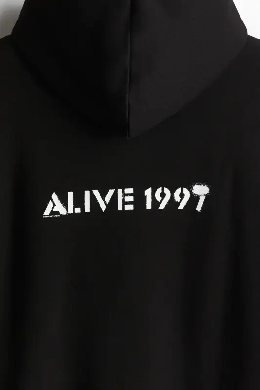 Regular Fit Kapüşonli Ust-Qora/Daft Punk - 6