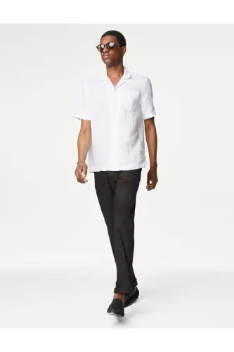 Regular Fit Keten Chino Pantolon-Gri - 4