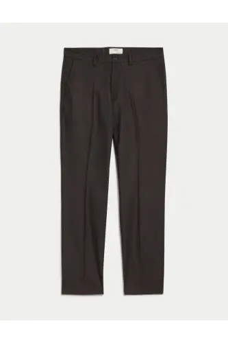 Regular Fit Keten Chino Pantolon-Gri - 6