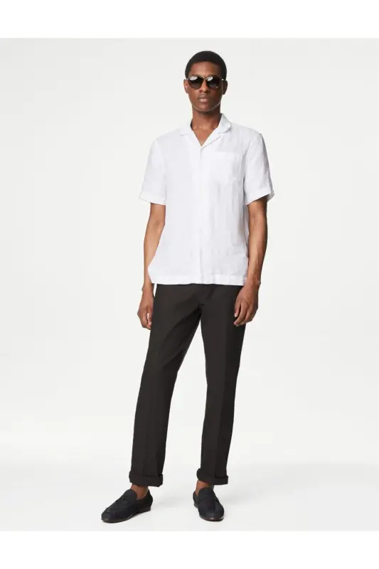 Regular Fit Keten Chino Pantolon - Gri - 2