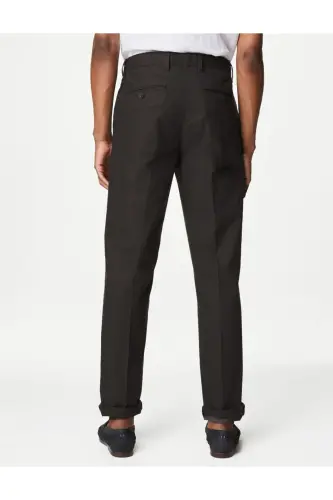 Regular Fit Keten Chino Pantolon - Gri - 5