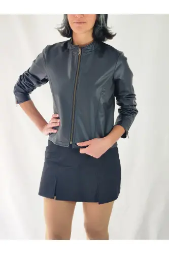 REGULAR FİT KISA DERİ CEKET-Siyah45 - YAXİ (1)