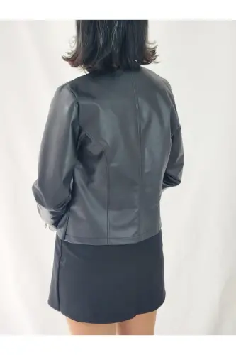 REGULAR FİT KISA DERİ CEKET-Siyah45 - 7