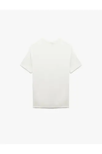 Regular Fit Kısa Kollu Bisiklet Yaka Basic Tişört-Beyaz - 4