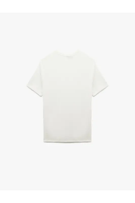Regular Fit Kısa Kollu Bisiklet Yaka Basic Tişört-Beyaz - 4