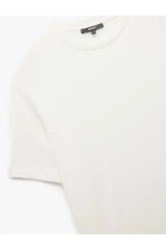 Regular Fit Kısa Kollu Bisiklet Yaka Basic Tişört-Beyaz - 5