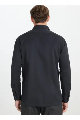 Regular Fit Klasik Yaka Siyah Erkek Gömlek ACE202510301_GÖMLEK CEN DY-Siyah - 5