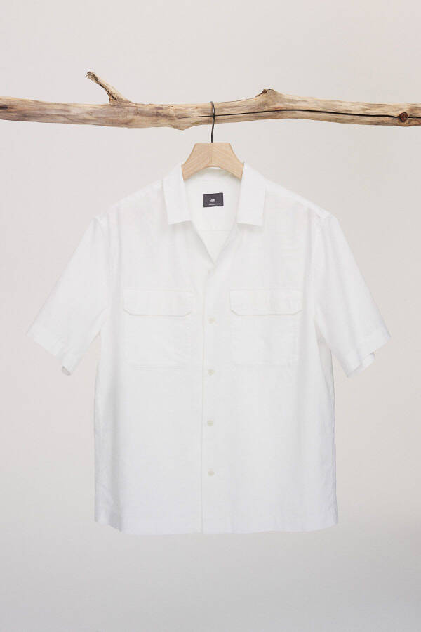 Regular Fit Linen Blend Utility Shirt - 3