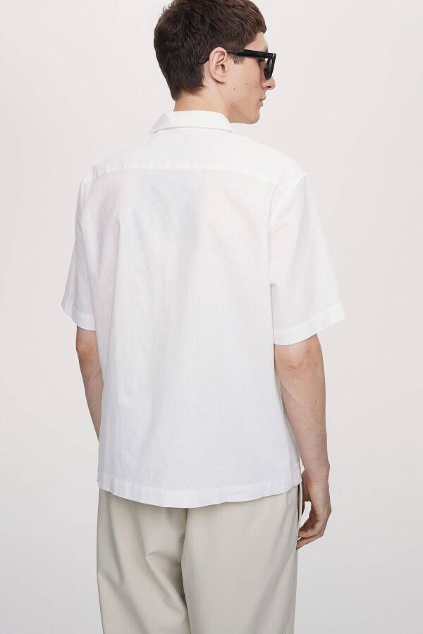 Regular Fit Linen Blend Utility Shirt - 7