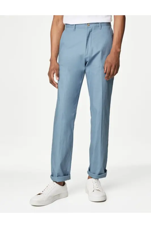 Regular Fit Linen Chino Pants - 2