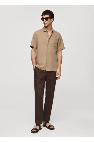 Regular Fit Linen Shirt with Pockets - MANGO MAN (1)