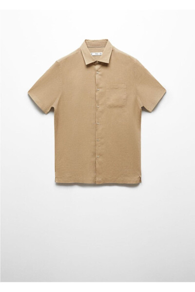 Regular Fit Linen Shirt with Pockets - 3