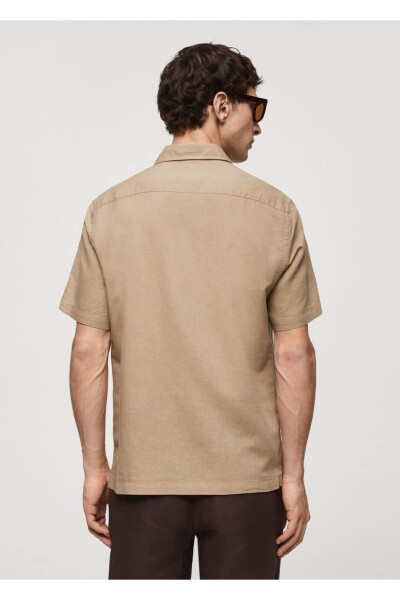 Regular Fit Linen Shirt with Pockets - 4