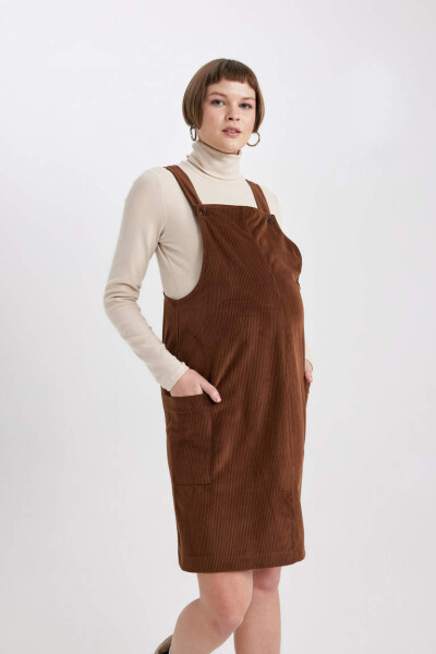 Regular Fit Midi Maternity Jumpsuit Dress Brown - 2