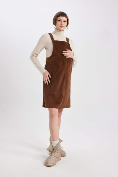 Regular Fit Midi Maternity Jumpsuit Dress Brown - 3