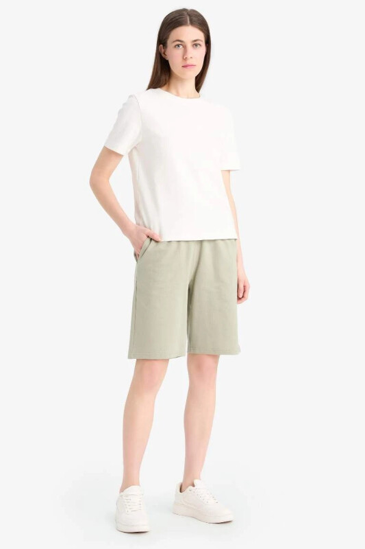 Regular Fıt Sweatshirt Kumaşı Bermuda-Yeşil - 1