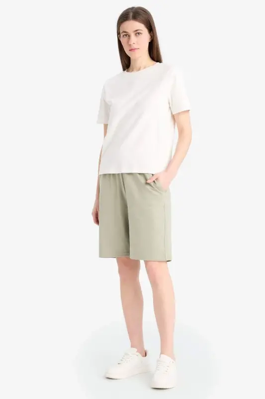 Regular Fıt Sweatshirt Kumaşı Bermuda-Yeşil - 2